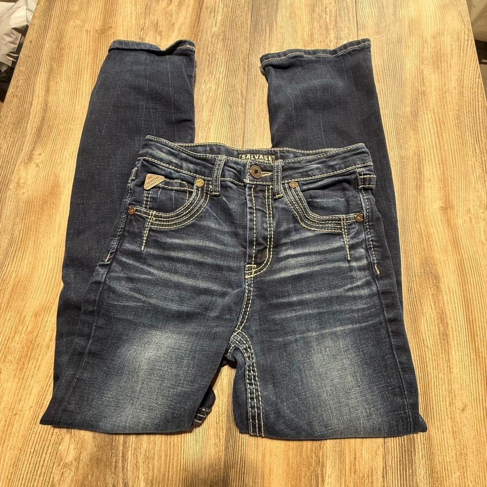 Western Salvage Supply Co Chas Boot Jeans Dark Wash Embroidered Skatecore 16R